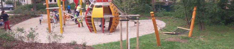 Schoten, Hülsen und andere organische Formen sind das Design-Motto des Spielplatzes im neuen Park an der Haydnstraße in Dresden-Striesen. Foto: Heiko Weckbrodt