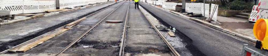 Die Baustelle Wehlener Straße im Februar 2025. Foto: Ralf Dießelmann